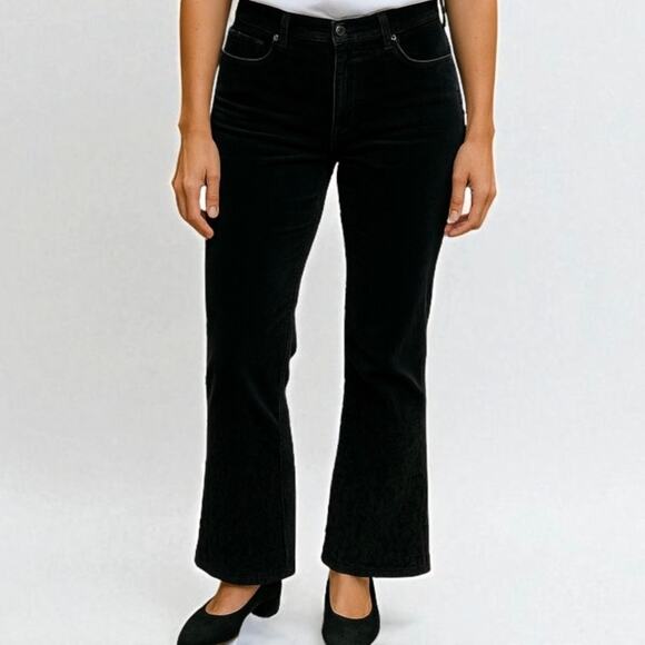 2/$30 Dana Buchman Velvet Pants Black High Waist Bootcut Burnout Flare Size 12 - Picture 1 of 10